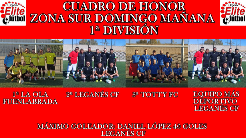 CUADRO DE HONOR. ZONA SUR DOMINGO MAÑANA 1ª DIVISIÓN